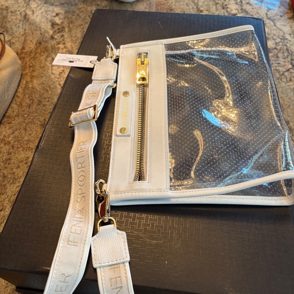 Fenix Sportier Front Row Bag - White Leather / Clear PVC / Gold Hardware - Picture 9 of 11